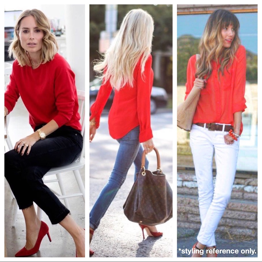 Coral red long sleeve blouse
